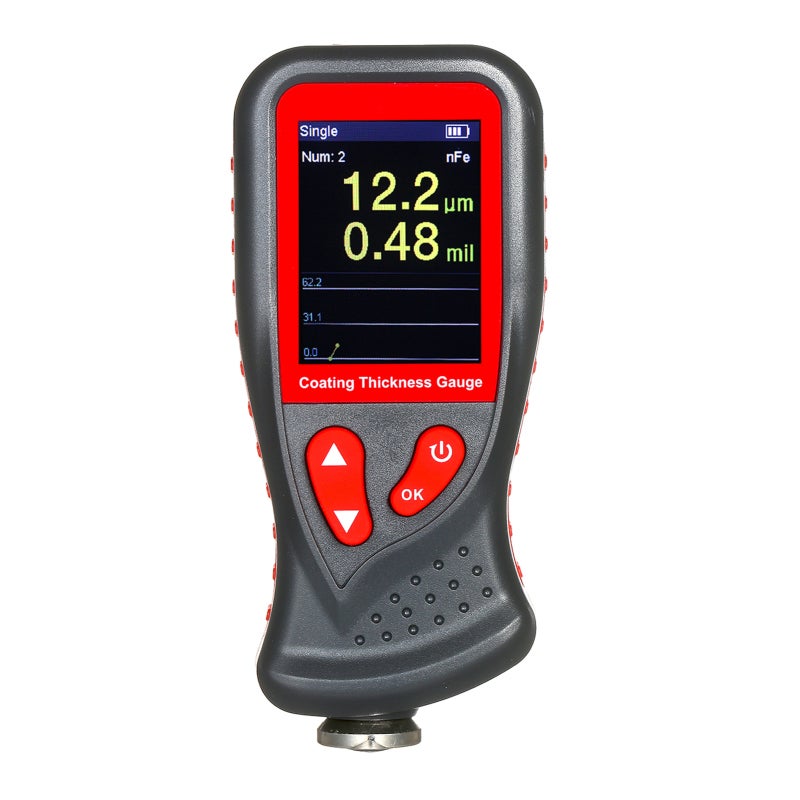 Digital Coating Thickness Gauge: Black & Red, 1.9-Inch Color-Screen HD Display, Dual Measurement Methods - 1500 Groups Data Storage, Dual Calibration Modes for Automobile Paint Detection - Image 1