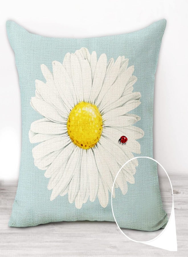 Hexagram Outdoor Pillow Covers 18x18 Set of 4, Blue Floral Daisy Farmhouse Decor, Indoor Outdoor Decorative Throw Pillow Covers for Sofa Couch Living Room, Home Decor - Image 4