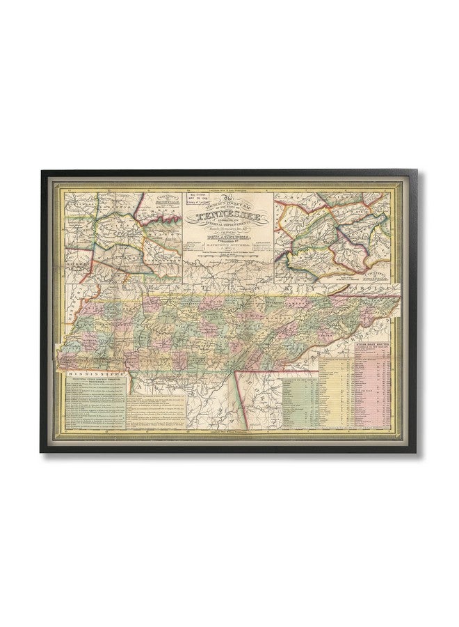 Stupell Industries Historic Tennessee Tourist Map Vintage US State Cartography, Design by Daphne Polselli Black Framed Wall Art, 14 x 11, Beige - Image 1