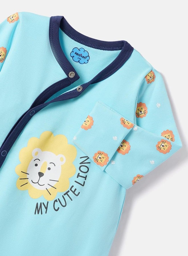 Nautinati Infant Pure Cotton Bodysuit |Age 0-2 Years Sky Blue/Navy - Image 2