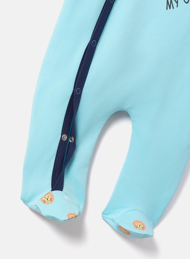 Nautinati Infant Pure Cotton Bodysuit |Age 0-2 Years Sky Blue/Navy - Image 3