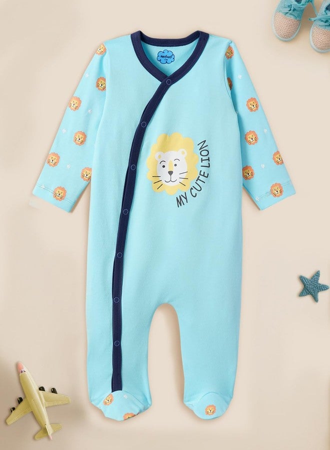 Nautinati Infant Pure Cotton Bodysuit |Age 0-2 Years Sky Blue/Navy - Image 4