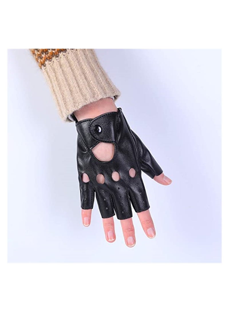 Stylish Half Finger PU Leather Gloves for Women with Rivets and Strap Ideal for Performance and Everyday Wear - Image 5