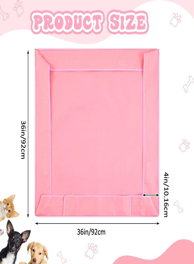 وسادة أرضية لسرير لعب الكلاب من مارسوي، تناسب سرير لعب مقاس 36 بوصة، 4 ألواح، حصيرة تمارين للحيوانات الأليفة، وسادة قفص للجراء، قابلة لإعادة الاستخدام والغسل، حصيرة تدريب للتبول، تصميم بحلقة وشريط لاصق، سرير اللعب غير متضمن (لون وردي سادة) - Image 3