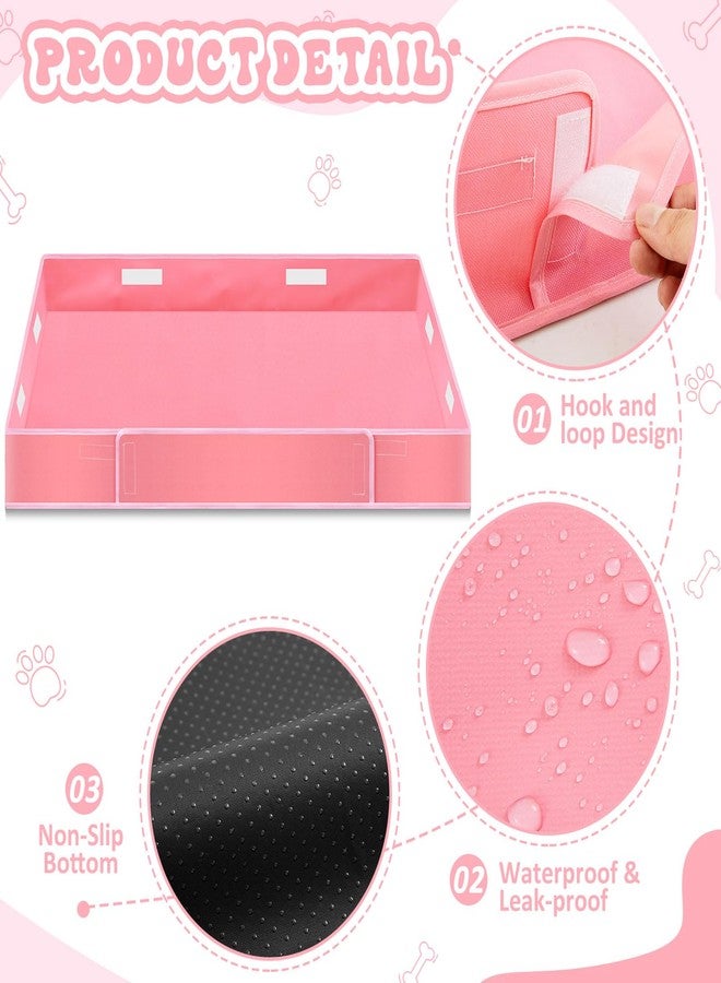 وسادة أرضية لسرير لعب الكلاب من مارسوي، تناسب سرير لعب مقاس 36 بوصة، 4 ألواح، حصيرة تمارين للحيوانات الأليفة، وسادة قفص للجراء، قابلة لإعادة الاستخدام والغسل، حصيرة تدريب للتبول، تصميم بحلقة وشريط لاصق، سرير اللعب غير متضمن (لون وردي سادة) - Image 4