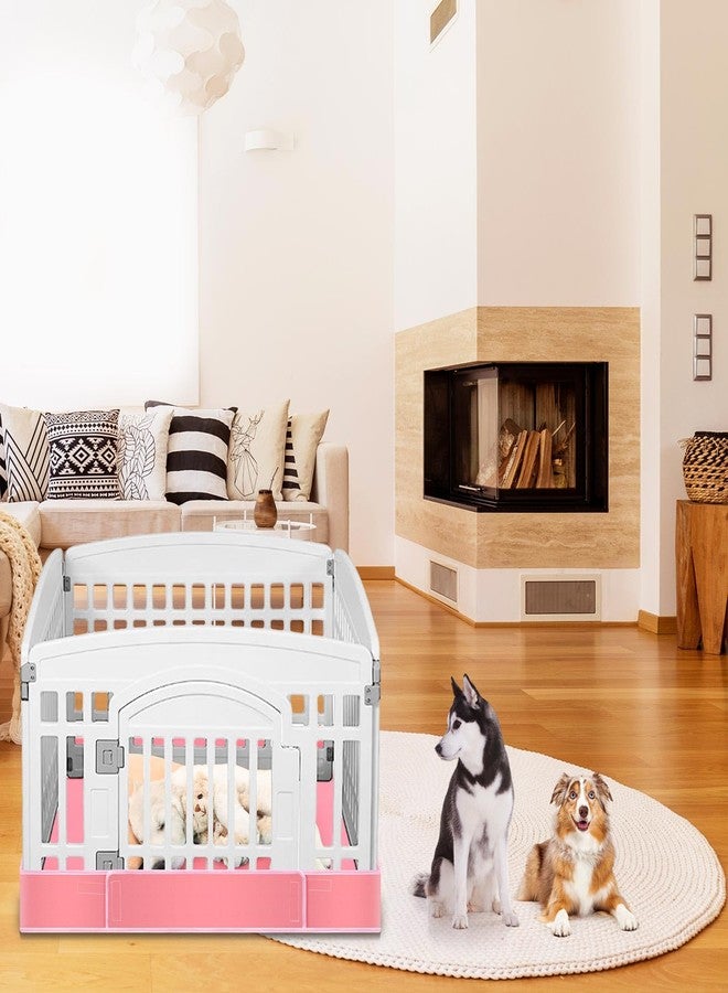 وسادة أرضية لسرير لعب الكلاب من مارسوي، تناسب سرير لعب مقاس 36 بوصة، 4 ألواح، حصيرة تمارين للحيوانات الأليفة، وسادة قفص للجراء، قابلة لإعادة الاستخدام والغسل، حصيرة تدريب للتبول، تصميم بحلقة وشريط لاصق، سرير اللعب غير متضمن (لون وردي سادة) - Image 2