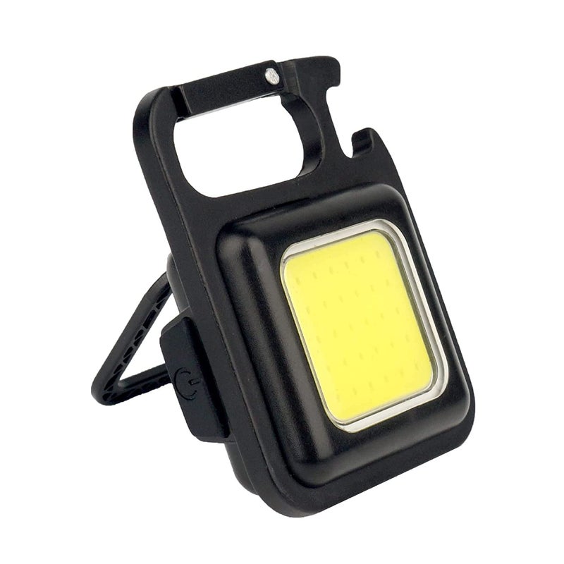 Jiya Enterprise Jiya Enterprise Multifunction Keychain Led Light with Bottle Opener, Magnetic Base and Folding Bracket Mini Cob 500 lumens Rechargeable Multifunctional Keychain Emergency Light Keychain (Square) - Image 1