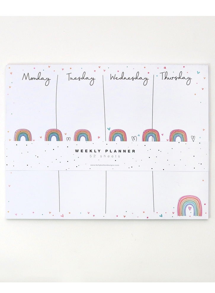 بيلي بوتون مخطط أسبوعي أبيض بتصميم قوس قزح - Image 1