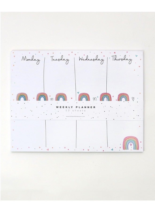 بيلي بوتون مخطط أسبوعي أبيض بتصميم قوس قزح - Image 2