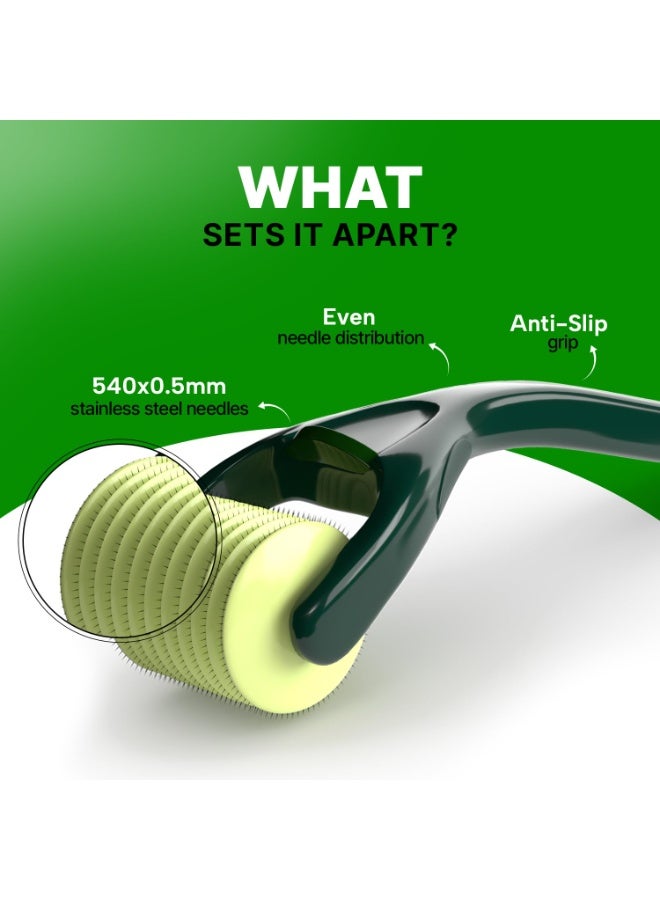 So True Sotrue Epifine Derma Roller 0.5mm | 540 Medical Grade Stainless Steel Needles | Derma Roller for Hair Growth & Thickening, Repair Damages and Activates Hair Follicles (Green) - Image 4