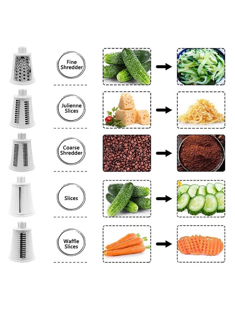 Vegetable Chopper, Cheese Grater with 5 Interchangeable Stainless Steel Blades, Potato Cutter for Kitchen(Green)  - Image 3