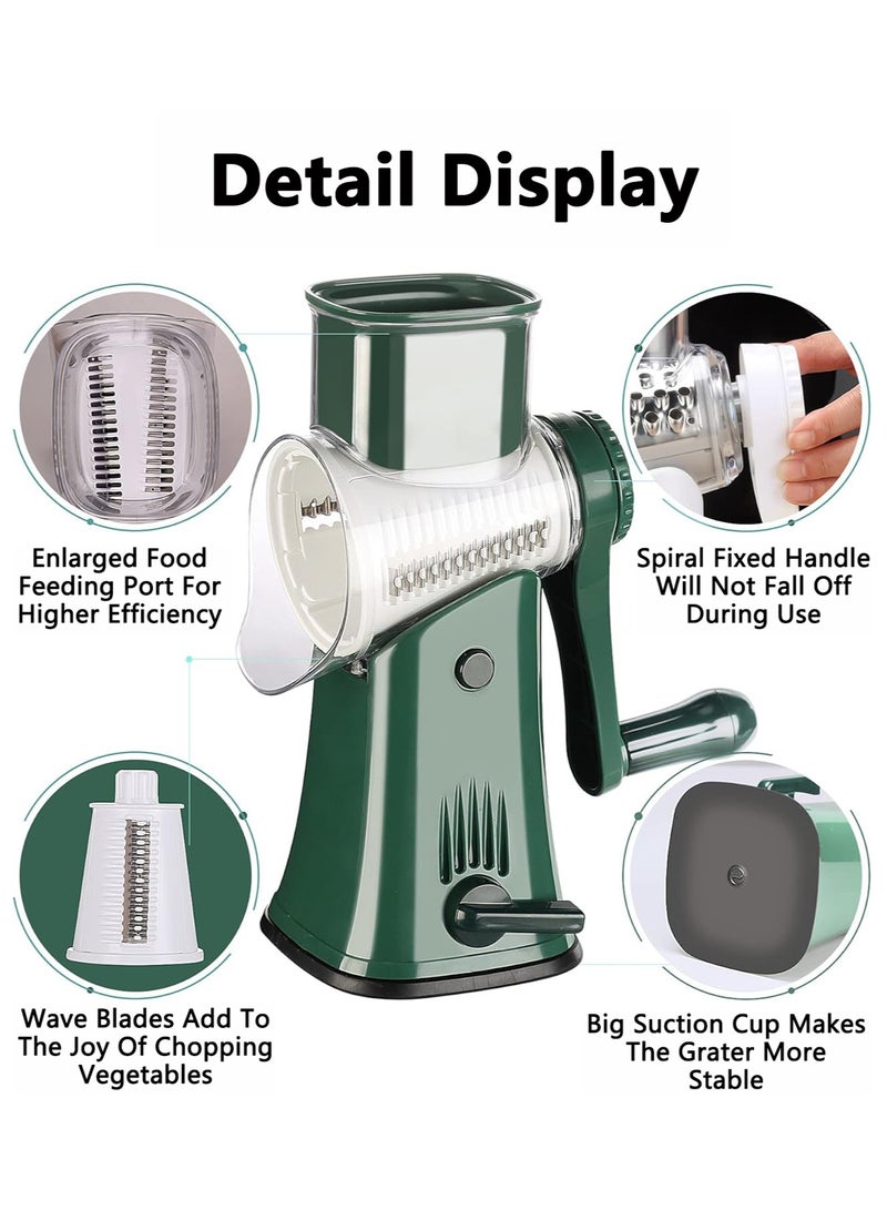 Vegetable Chopper, Cheese Grater with 5 Interchangeable Stainless Steel Blades, Potato Cutter for Kitchen(Green)  - Image 4