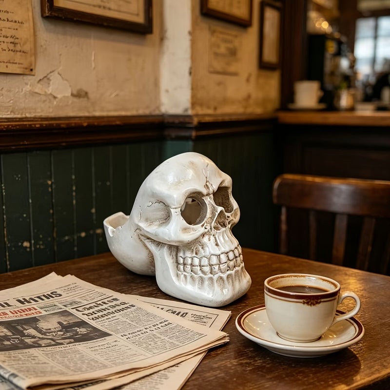 White Skull Ashtray Home Bar Decor Coffee Table Gift - Image 2