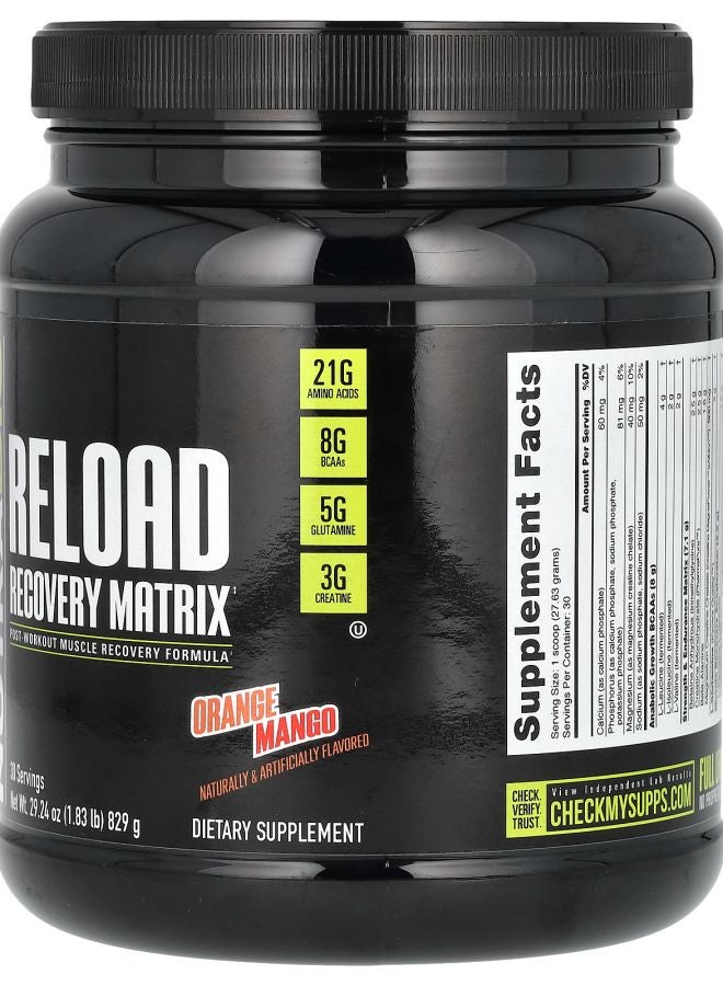 NutraBio Reload Recovery Matrix Orange Mango 1.83 lb (829 g) - Image 2