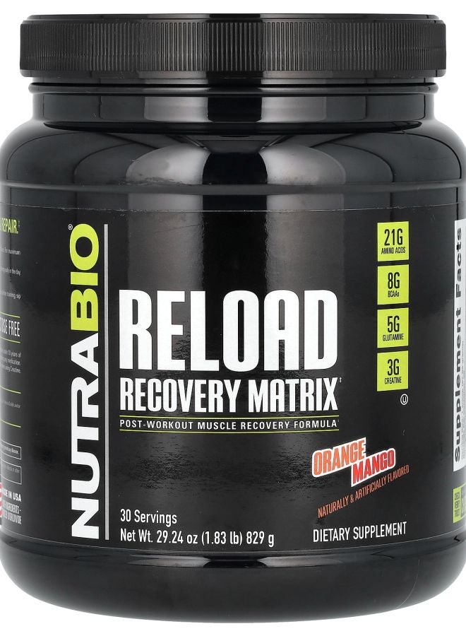NutraBio Reload Recovery Matrix Orange Mango 1.83 lb (829 g) - Image 1