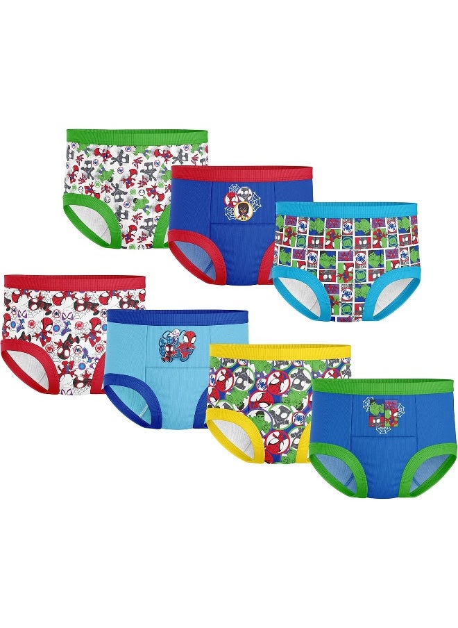 SPIDERMAN Spiderman boys Superhero Potty Training Pants, Success Chart & Stickers With Spiderman, Iron Man, Hulk & More Sizes 18m-4t Baby and Toddler Training Underwear (pack of 7)  - Image 1