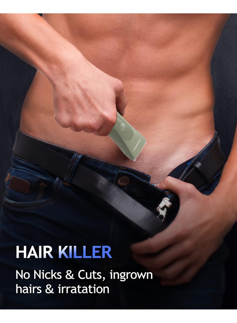 MANSPOT Manscape Electric Groin & Pubic Hair Trimmer for Men & Women, Waterproof Wet/Dry Shaver with Ceramic Blades, Green - Image 4