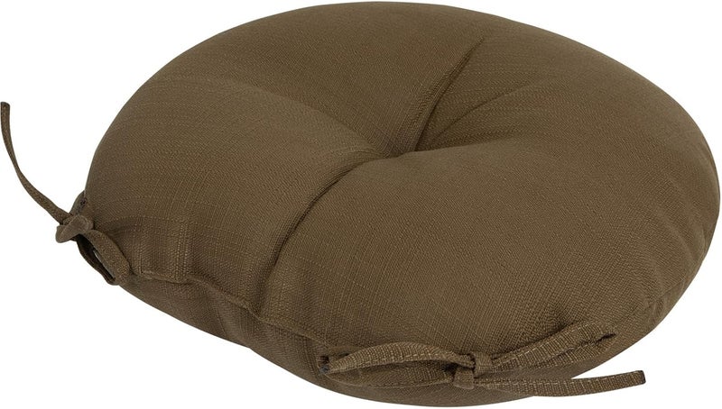 FUNHOME Bistro Chair Cushions 15 inch,Set of 2,Tufted Round Chair Cushions with Ties,15"x15"x4",Water Resistant Round Seat Cushion for Barstool Chairs,Patio Garden Kitchen Outdoor Furniture(Coffee Brown) - Image 5