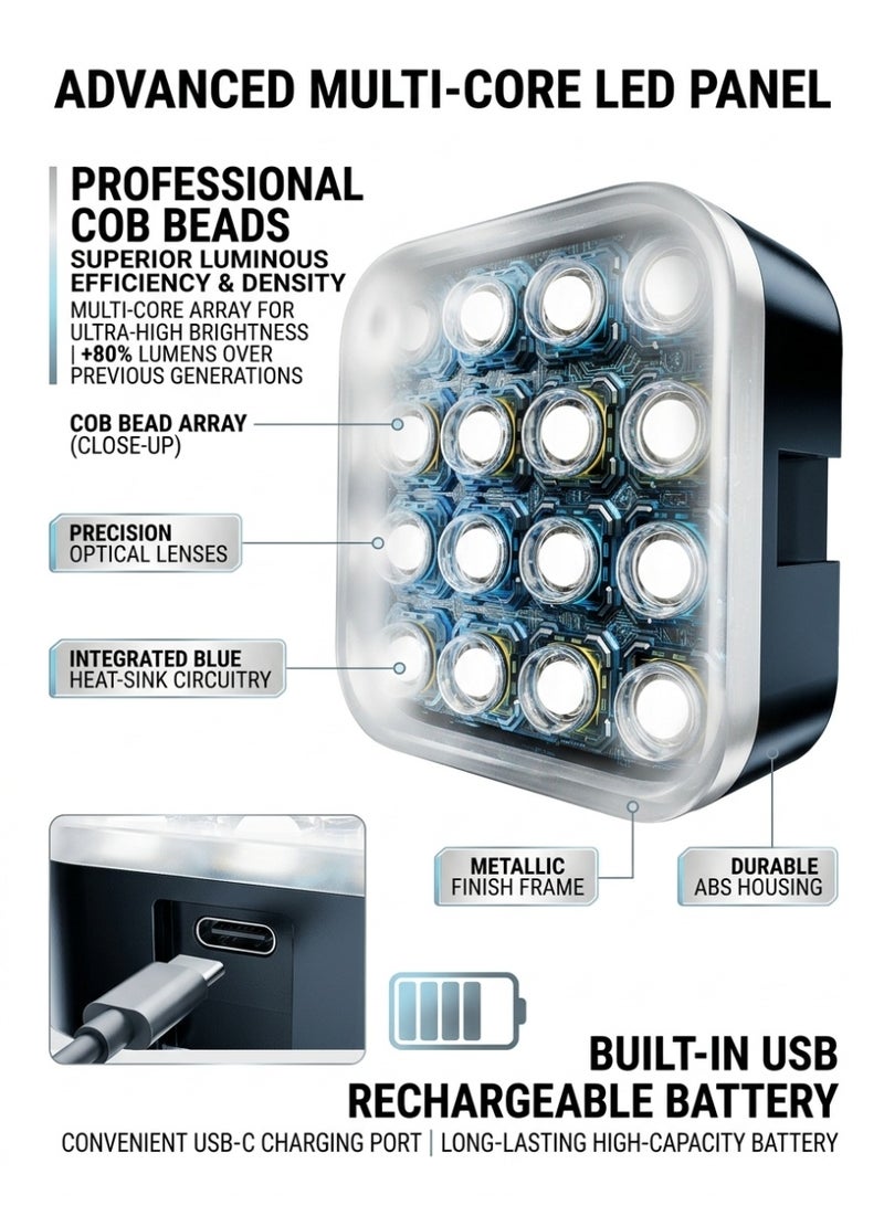 Portable Clip-On LED Video Light with 3 Color Temperatures & Adjustable Brightness for Phone Laptop Camera - Image 3