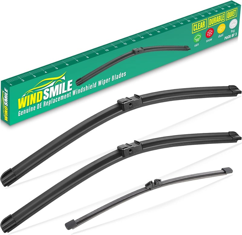 WINDSMILE 26" 20" 13" Windshield Wiper Blades Replacement for 2011 2012 2013 2014 2015 2016 2017 BMW X3 Premium All Weather Front Rear Wipers Set - OEM Quality (Pack of 3) - Image 1