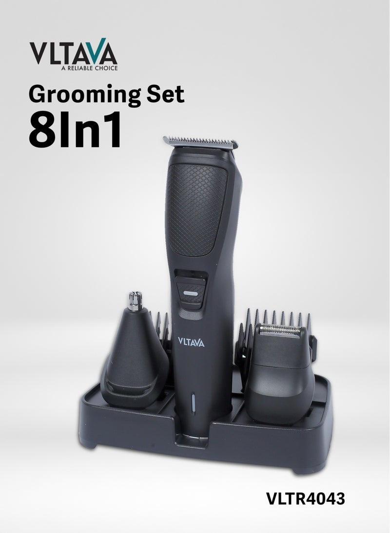 Vltava 8-in-1 Professional Grooming Kit – All-in-One Rechargeable Hair Trimmer with T Blade, Nose & Ear Trimmer, Micro Shaver + Accessories VLTR4043 - Image 1