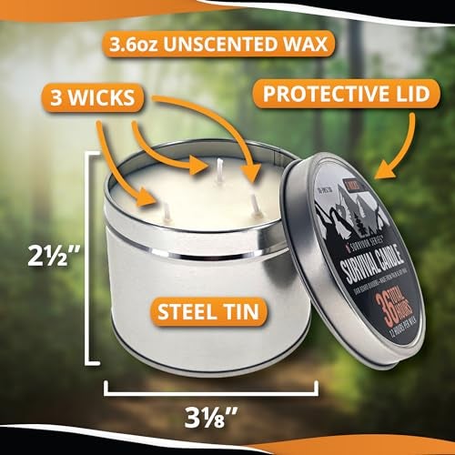SE 3-Wick Emergency Candle, 36 Hours Long Burning, Top Layer Soy Wax, Great Light Source Gear for Survival, Camping, Blackout & Peace of Mind - Image 4