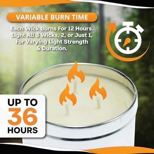 SE 3-Wick Emergency Candle, 36 Hours Long Burning, Top Layer Soy Wax, Great Light Source Gear for Survival, Camping, Blackout & Peace of Mind - Image 5