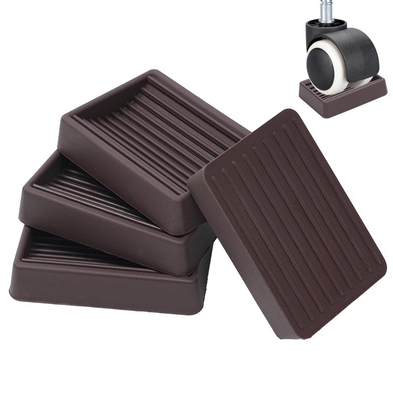 Jayen Furniture Wheels Caster Cups, Non-Slip Rubber Bed Frame Stopper Floor Protector for Any Furniture with Wheels - 4 Pack (Brown) - Image 1