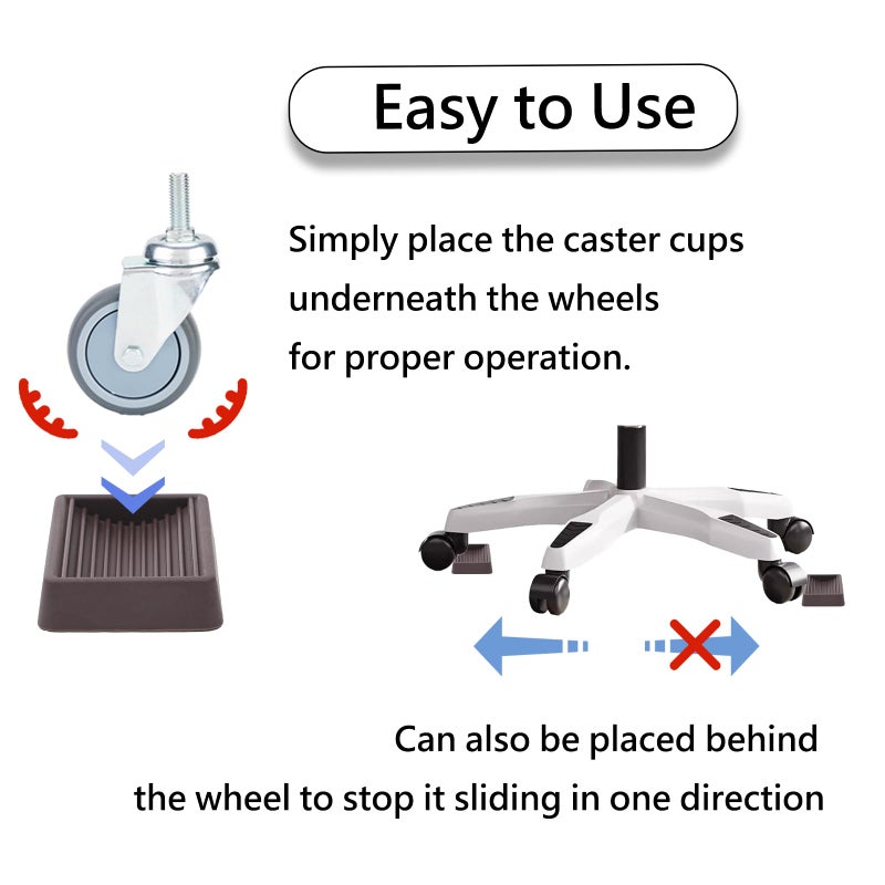 Jayen Furniture Wheels Caster Cups, Non-Slip Rubber Bed Frame Stopper Floor Protector for Any Furniture with Wheels - 4 Pack (Brown) - Image 3