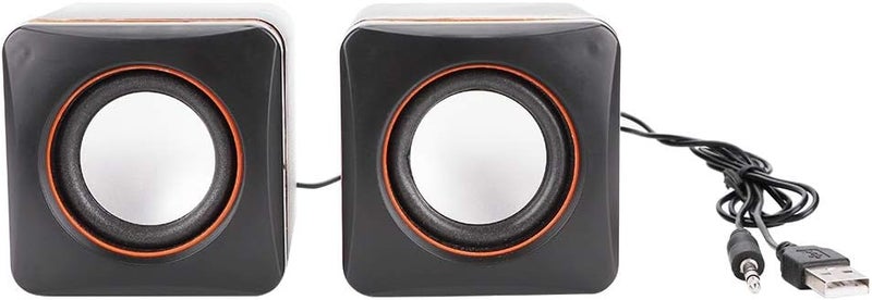 كلاراكو مكبر صوت صغير سلكي بمنفذ USB، مكبر صوت ستيريو بمقبس 3.5 ملم، مكبر صوت محمول للسفر، مكبر صوت مربع صغير الحجم للكمبيوتر الشخصي، مشغل MP3/MP4، كمبيوتر محمول - Image 1