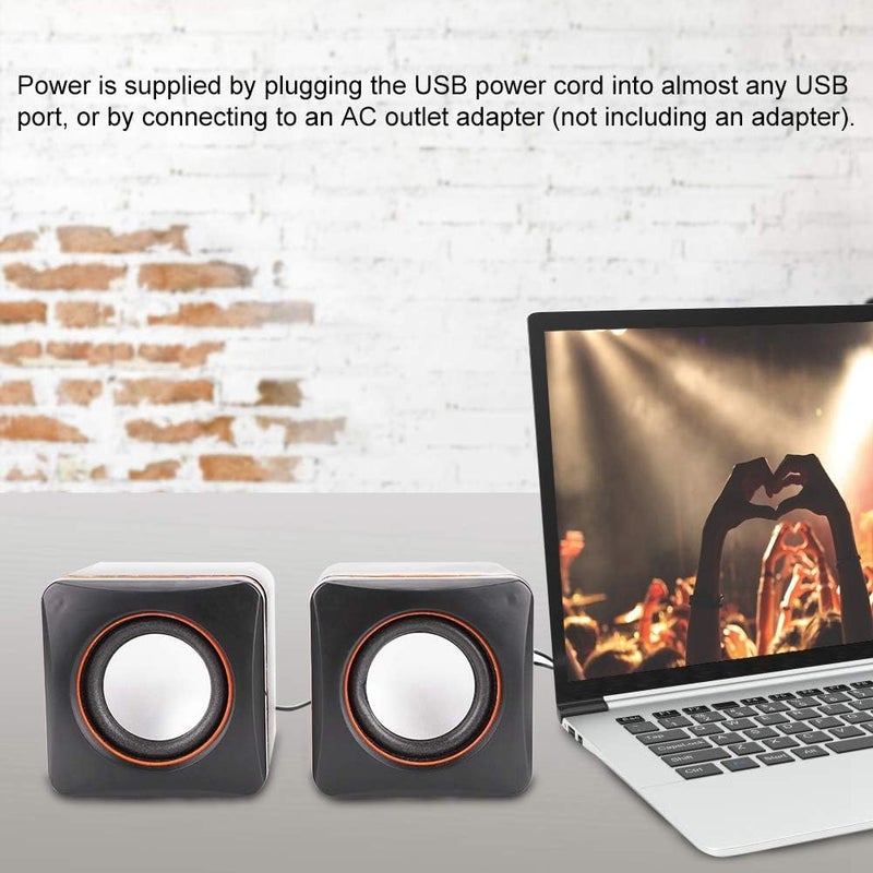 كلاراكو مكبر صوت صغير سلكي بمنفذ USB، مكبر صوت ستيريو بمقبس 3.5 ملم، مكبر صوت محمول للسفر، مكبر صوت مربع صغير الحجم للكمبيوتر الشخصي، مشغل MP3/MP4، كمبيوتر محمول - Image 5