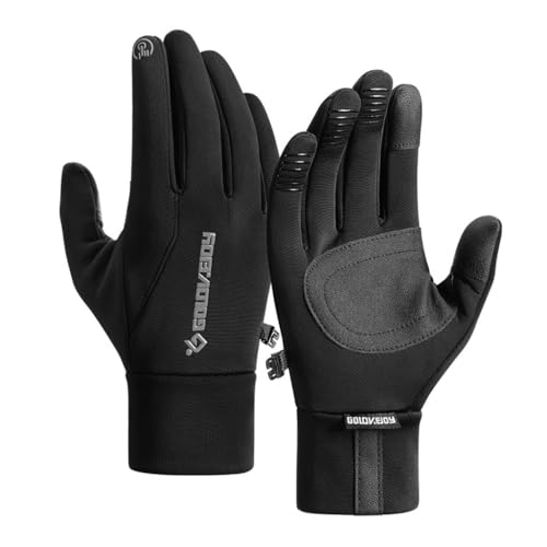 GUSTAVE® Winter Riding Gloves for Men, Thermal Plush Lined Windproof Sport Gloves with Anti-Slip Grip, Touchscreen Compatibility & Anti-Loss Clasp for Cycling, Driving & Outdoor Activities, L - Image 1