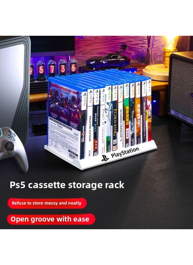 PS5 Game Disc CD Storage Rack Cassette Box Card Box Multifunctional Desktop Storage Game Disc Bracket PS4-Product Color:PS5/PS4 Universal "white" Cassette Storage Rack