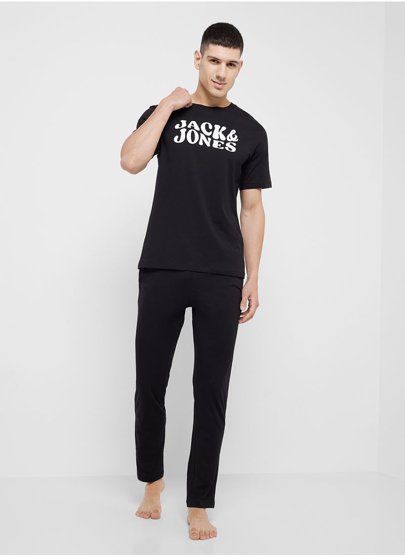 JACK & JONES Logo Crew Neck T-Shirt & Pants Set  - Image 1