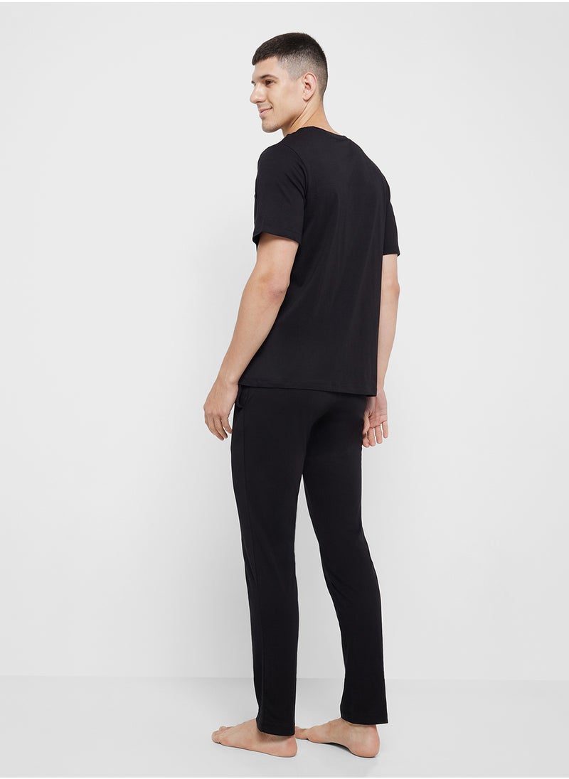 JACK & JONES Logo Crew Neck T-Shirt & Pants Set  - Image 2