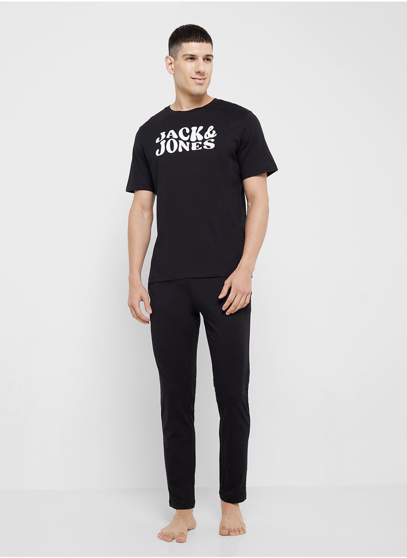 JACK & JONES Logo Crew Neck T-Shirt & Pants Set  - Image 5