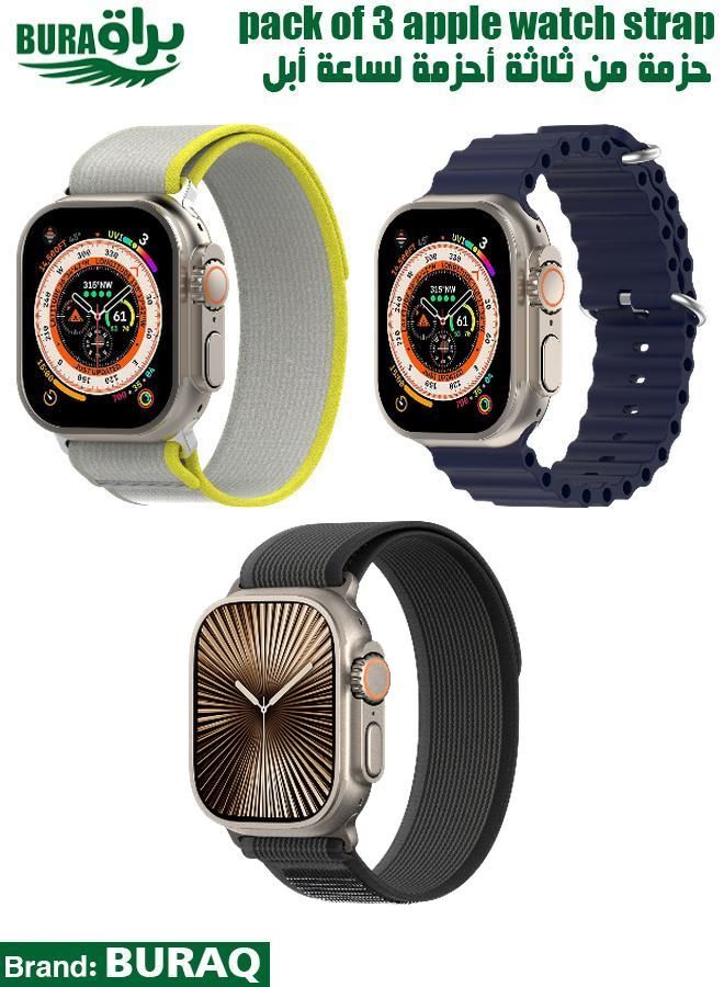 BURAQ Apple Watch Band Strap For Apple Watch Ultra 2/Ultra 49mm, Series 10 46mm, 9/8/7 45mm, SE2/SE/6/5/4 44mm, 3/2/1 42mm 