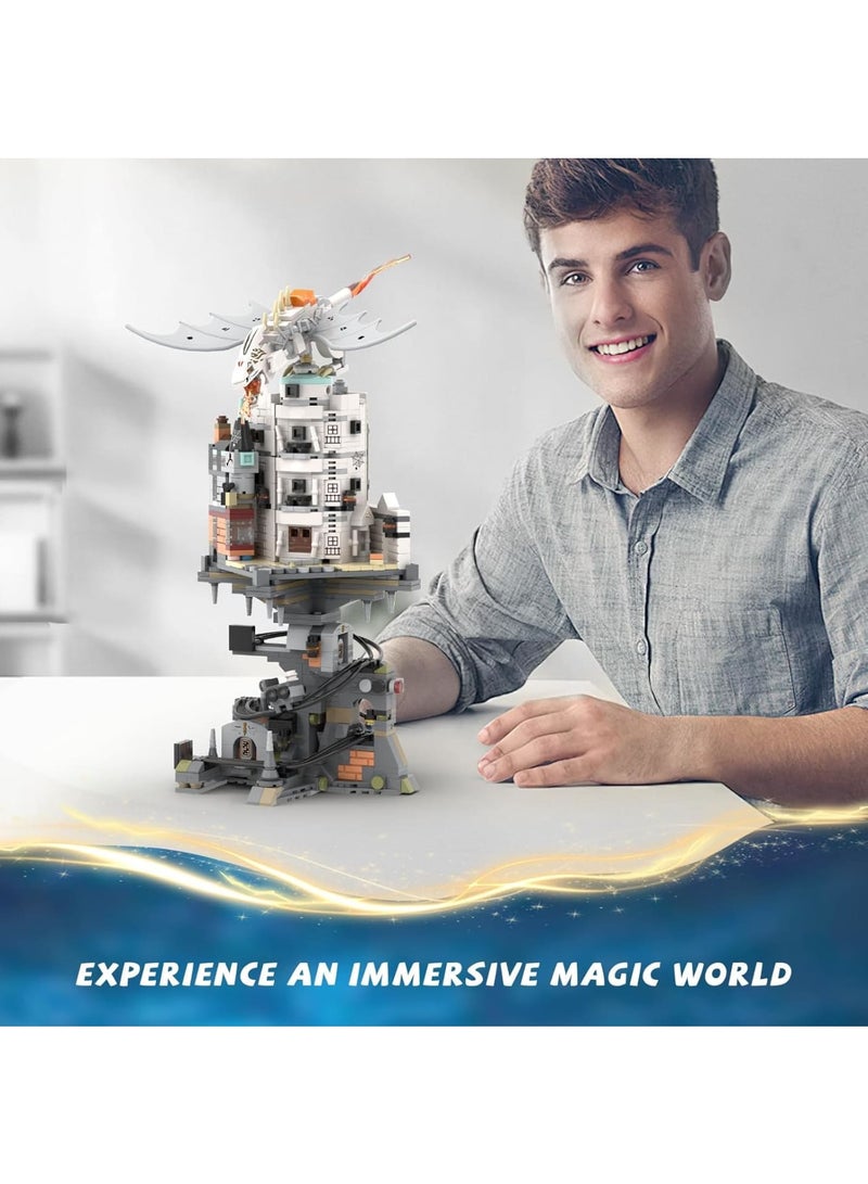 Zikra مجموعة بناء بنك جريingotts من قلعة هاري بوتر، 1056 قطعة، نموذج معمارية زقاق دياغون، مجموعة عرض، هدية أفكار لعبة بناء للبالغين والأطفال - Image 5