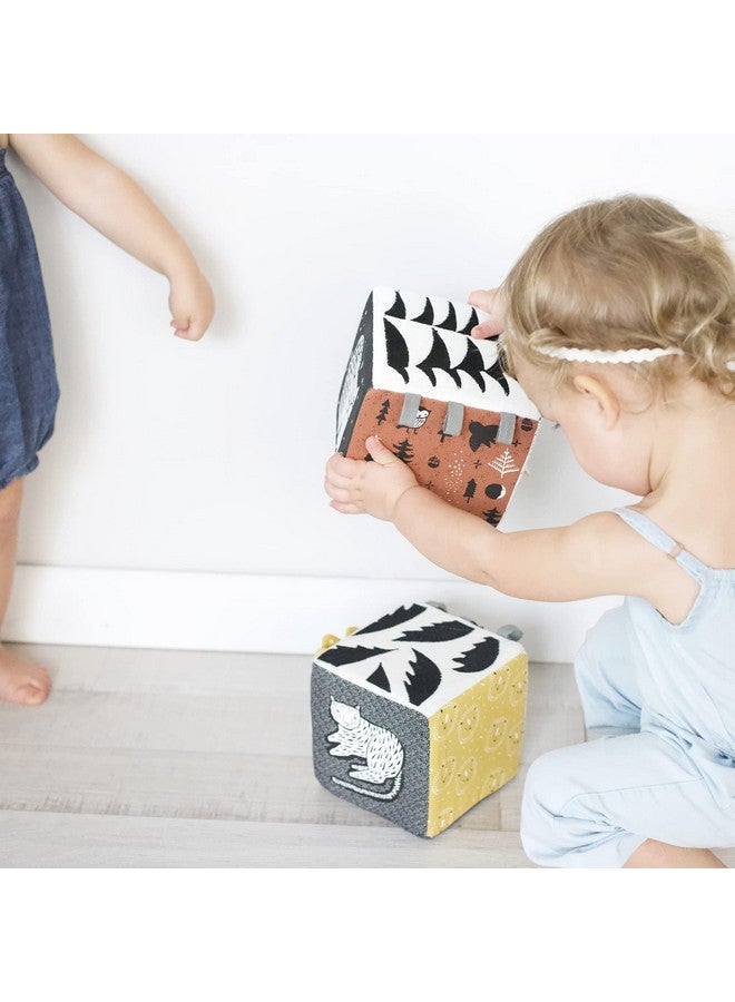 وي جاليري مكعبات ناعمة، وودلاند - لعبة تحفيز حسي للأطفال، تباين عالي للرؤية، نسيج عضوي، رفرف مجعد، ملمس، علامات للإمساك، نشاط وقت البطن للأطفال من سن 0-3-6-9-12-24 شهرًا - Image 3