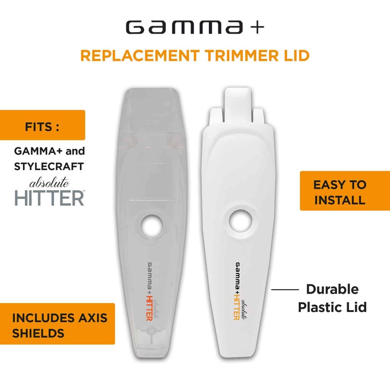 GAMMA+ Replacement Absolute Hitter Hair Trimmer Model Lids - Clear and Matte White - Image 2
