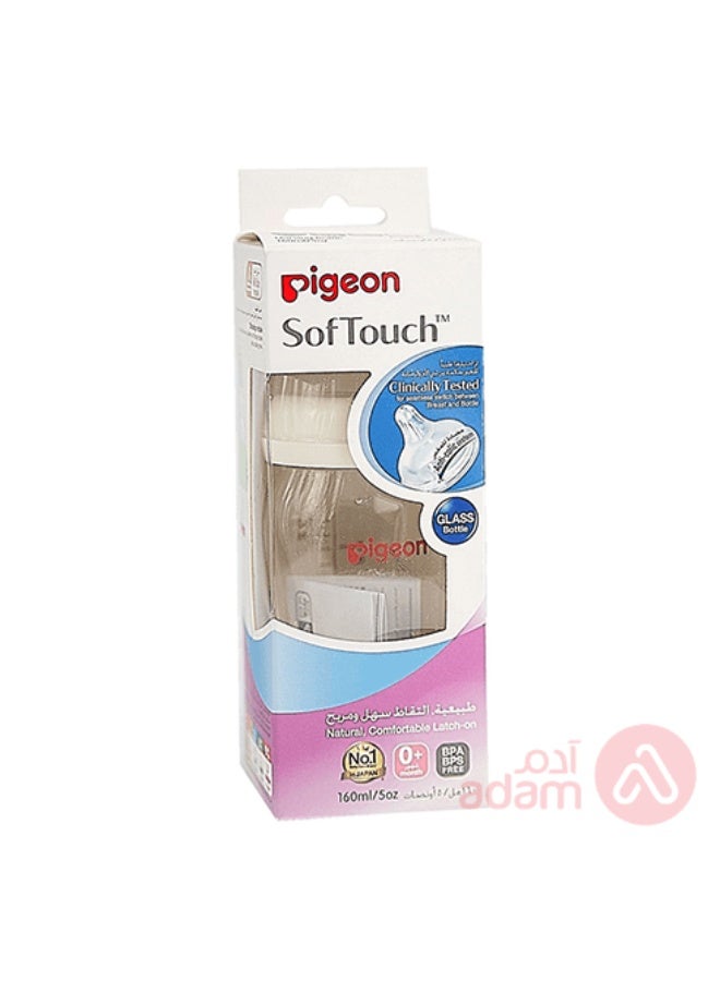 Pigeon Softouch Glass Feeding Bottle 160mL – Heat-Resistant, BPA-Free Baby Bottle with Anti-Colic Nipple