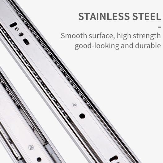 VOLO Stainless Steel 50Kg Capacity Heavy Duty Telescopic Drawer Slide | Full Extension, QC Passed, 500000 Cycle Test, 48H Salt Spray Tested | 5 Year Warranty | Pack of 2 Pieces with Screw | 14 Inch - Image 5