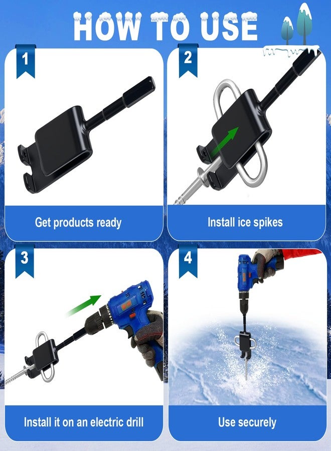 RGQSUN Ice Anchor Drill Adapter,Ice Fishing Shelter Anchor Drill Attachment Power Tool for Setting up Winter Fishing Camping Tent Shanty Insert Sewing Accessories - Image 4
