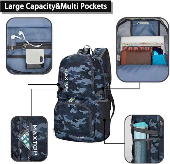 MAXTOP 40/50L Lightweight Packable Backpack for Hiking Traveling Camping Water Resistant Foldable Outdoor Travel Daypack - Image 3