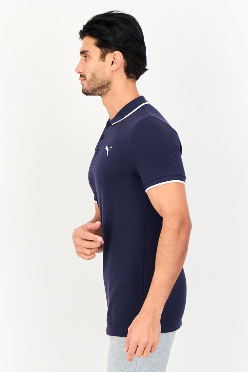 PUMA Men Slim Fit Brand Logo Short Sleeve Outdoor Polo Shirt, Navy - Image 2