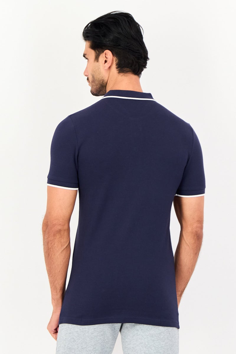 PUMA Men Slim Fit Brand Logo Short Sleeve Outdoor Polo Shirt, Navy - Image 3