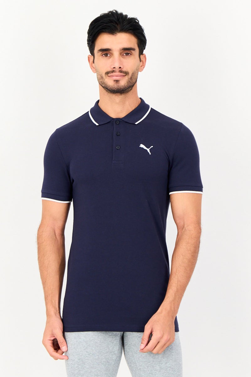 PUMA Men Slim Fit Brand Logo Short Sleeve Outdoor Polo Shirt, Navy - Image 1