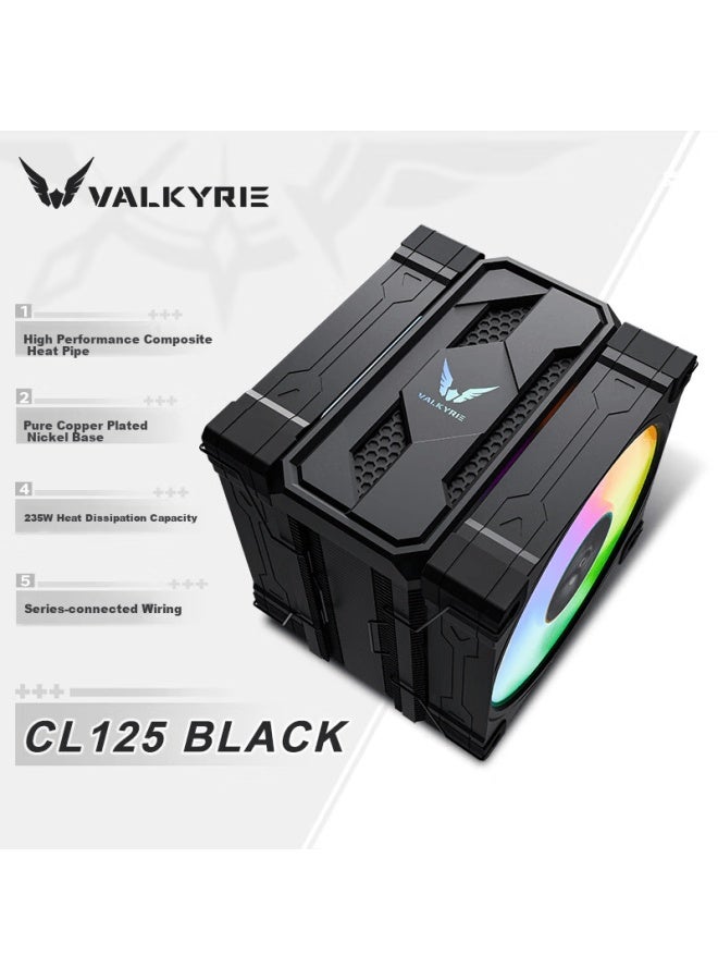 Valkyrie Cl125 Black Vk Cpu Air Cooler, Anti-gravity 6 Heat Pipes, Pure Copper Base, Supports Lga1700 Am5, Argb Lighting Effects - Image 1