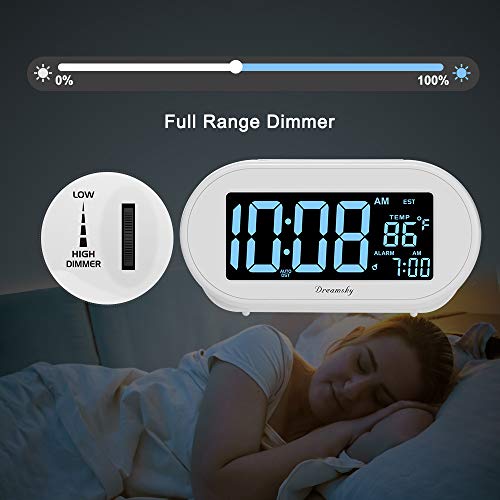 DreamSky Alarm Clocks for Bedrooms, Auto Set Digital Desk Clock for Bedside Nightstand, Electric Clock with Dimmable Brightness Dimmer, Auto DST, USB Port, Date, Temperature, Snooze - Image 3