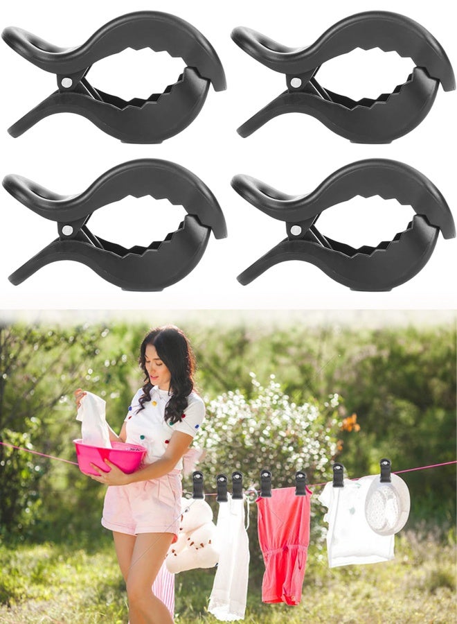 4 Pack Black Stroller Blanket Clips, Universal Plastic Clamps for Car Seat Cover Nursing Cover Pram Toys - Image 1